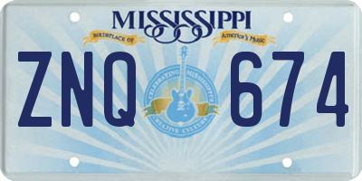 MS license plate ZNQ674