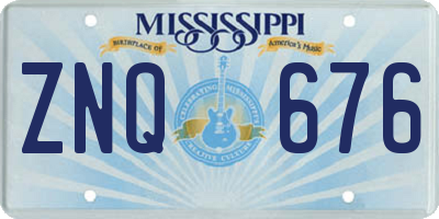MS license plate ZNQ676