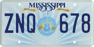 MS license plate ZNQ678