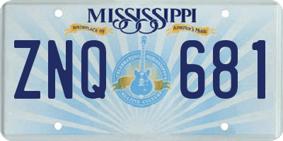 MS license plate ZNQ681
