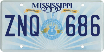 MS license plate ZNQ686