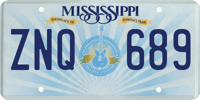 MS license plate ZNQ689