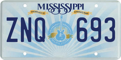 MS license plate ZNQ693