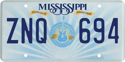 MS license plate ZNQ694