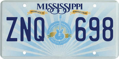 MS license plate ZNQ698
