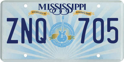 MS license plate ZNQ705
