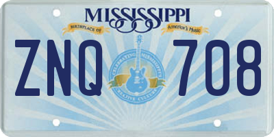 MS license plate ZNQ708