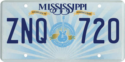 MS license plate ZNQ720