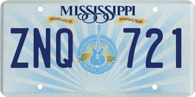 MS license plate ZNQ721