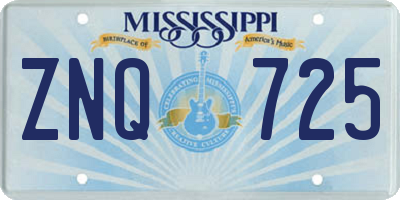 MS license plate ZNQ725