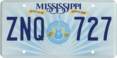 MS license plate ZNQ727