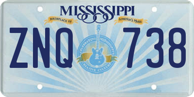 MS license plate ZNQ738