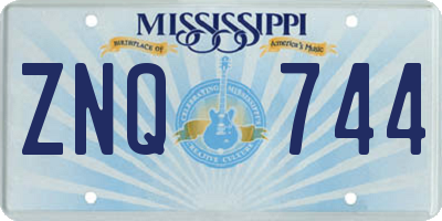 MS license plate ZNQ744