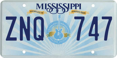 MS license plate ZNQ747