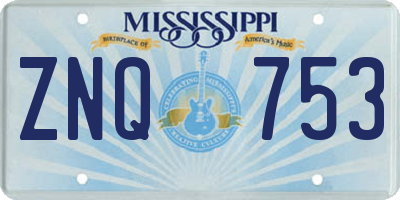 MS license plate ZNQ753
