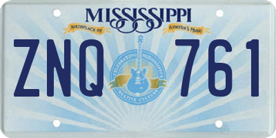 MS license plate ZNQ761