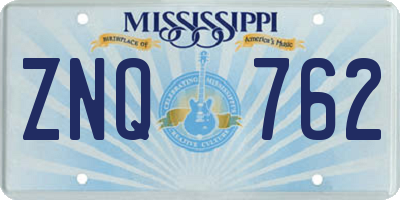 MS license plate ZNQ762