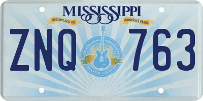 MS license plate ZNQ763