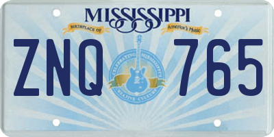 MS license plate ZNQ765