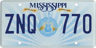 MS license plate ZNQ770