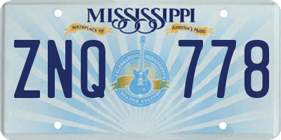 MS license plate ZNQ778