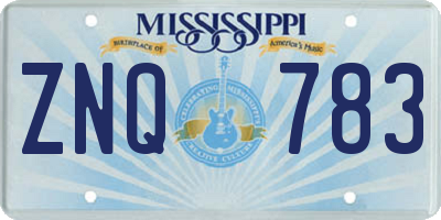 MS license plate ZNQ783