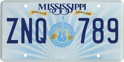MS license plate ZNQ789