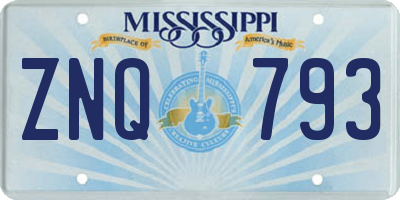 MS license plate ZNQ793