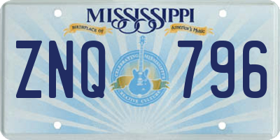 MS license plate ZNQ796