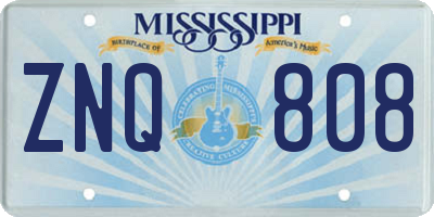 MS license plate ZNQ808