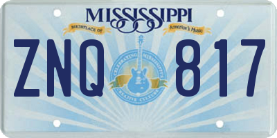 MS license plate ZNQ817