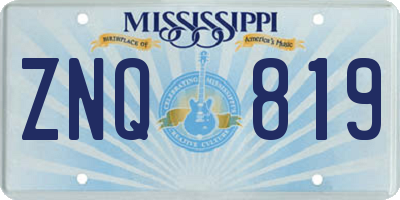 MS license plate ZNQ819