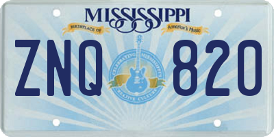 MS license plate ZNQ820