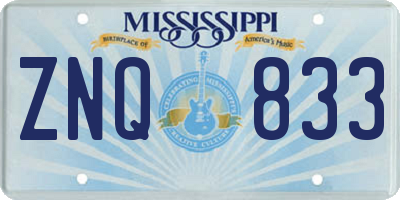 MS license plate ZNQ833