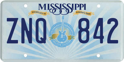 MS license plate ZNQ842