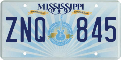 MS license plate ZNQ845