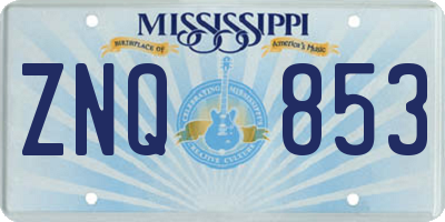 MS license plate ZNQ853