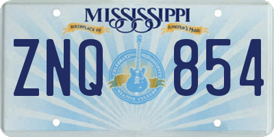MS license plate ZNQ854