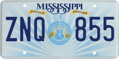 MS license plate ZNQ855