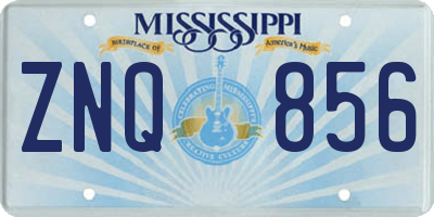 MS license plate ZNQ856