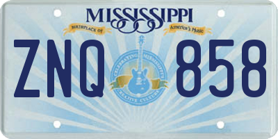 MS license plate ZNQ858
