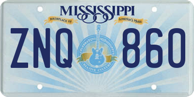MS license plate ZNQ860