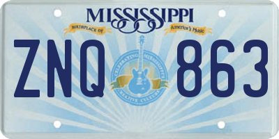 MS license plate ZNQ863