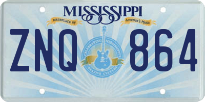 MS license plate ZNQ864