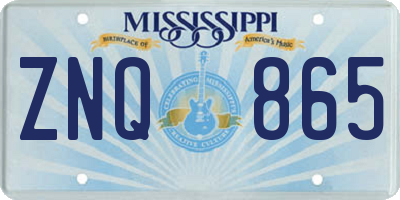 MS license plate ZNQ865
