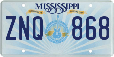 MS license plate ZNQ868