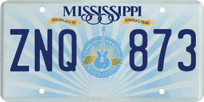 MS license plate ZNQ873