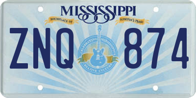 MS license plate ZNQ874