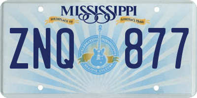 MS license plate ZNQ877