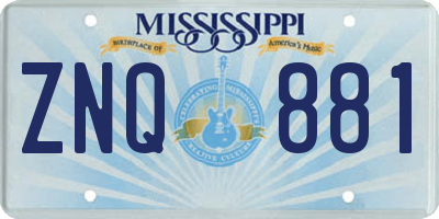 MS license plate ZNQ881